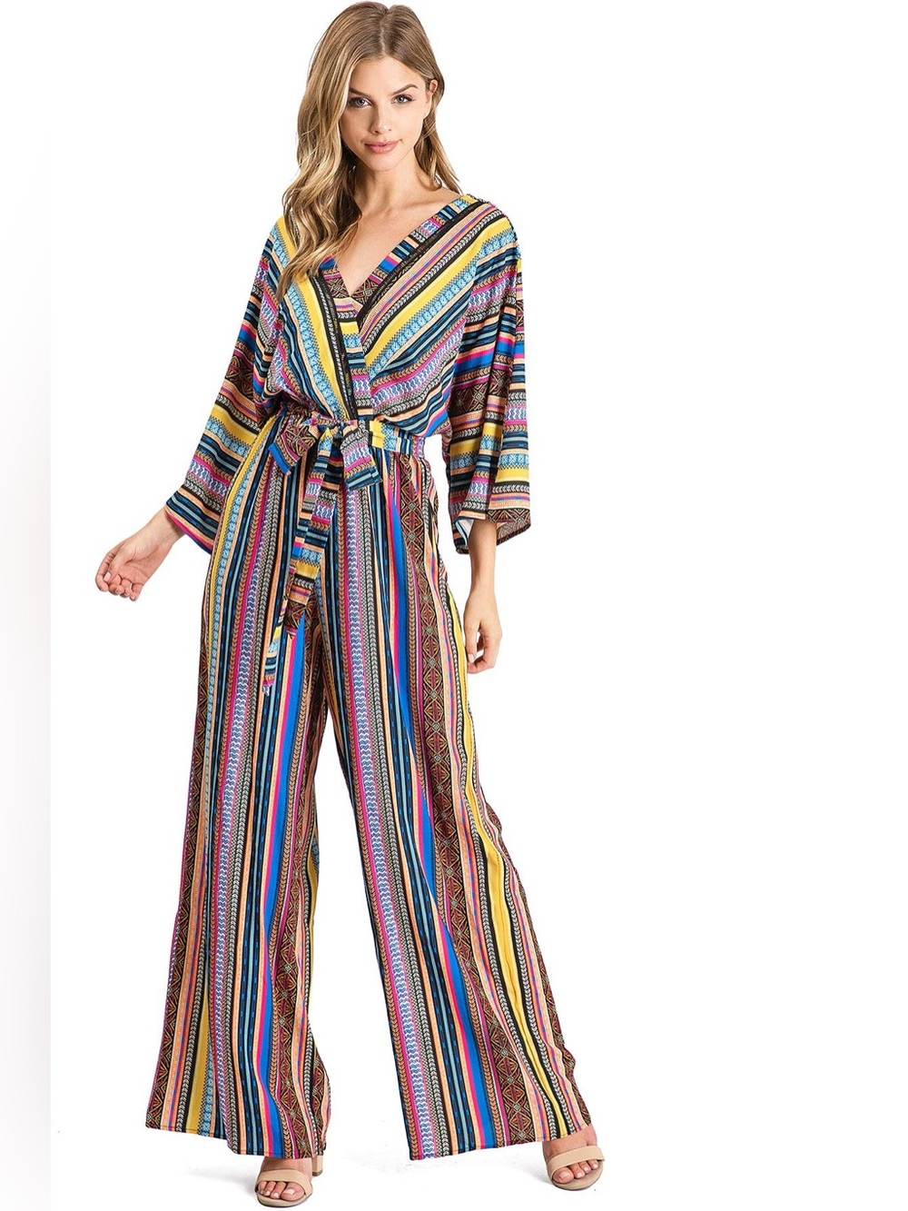 Flying Tomato Colorful Boho Striped Jumpsuit - Multicolor